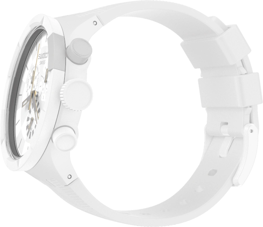 Swatch,THE BOLD 47mm,47mm,Plastic,White,Sapphire,Crystal Glass,SB02W400