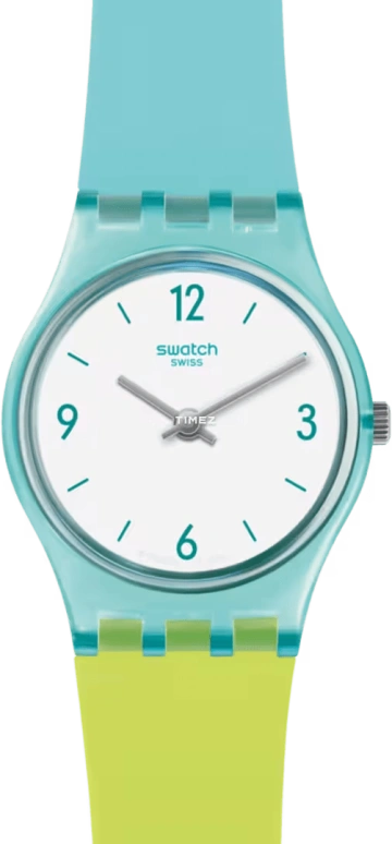 Swatch,Originals 25mm,25mm,Plastic,White,Quartz,Tonneau,Blue,LL122