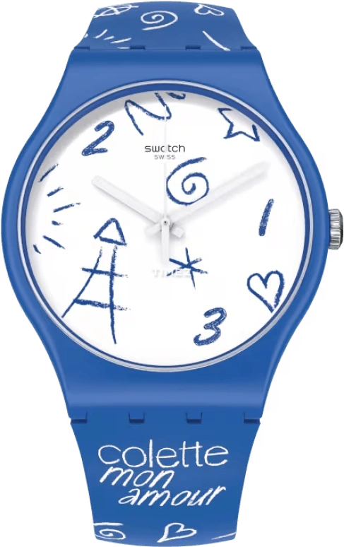 Swatch,Originals 41x47.40mm,41x47.40mm,Plastic,White,Quartz,Tonneau,Blue,SUOZ327