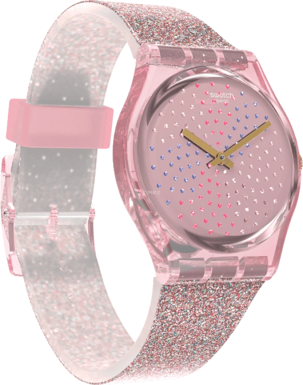 Swatch,Originals 34mm,34mm,Plastic,Pink,Sapphire,Crystal Glass,GP168