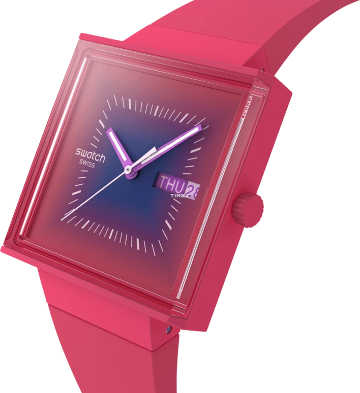 Swatch,Originals 41.80mm,41.80mm,Bioceramic,Pink,Purple,Quartz,Date,Day,SO34R700