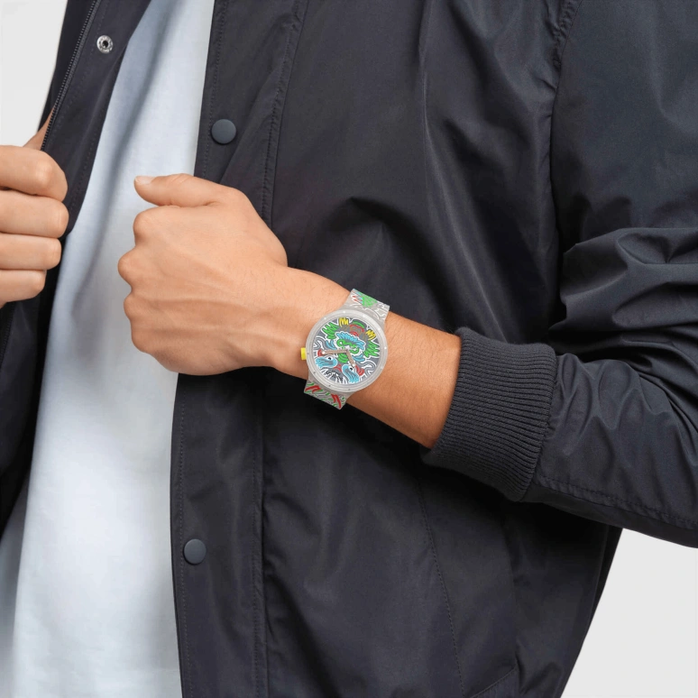Swatch,Other 47mm,47mm,Bio-sourced,Grey,Quartz,Round,Transparent,SB05Z102