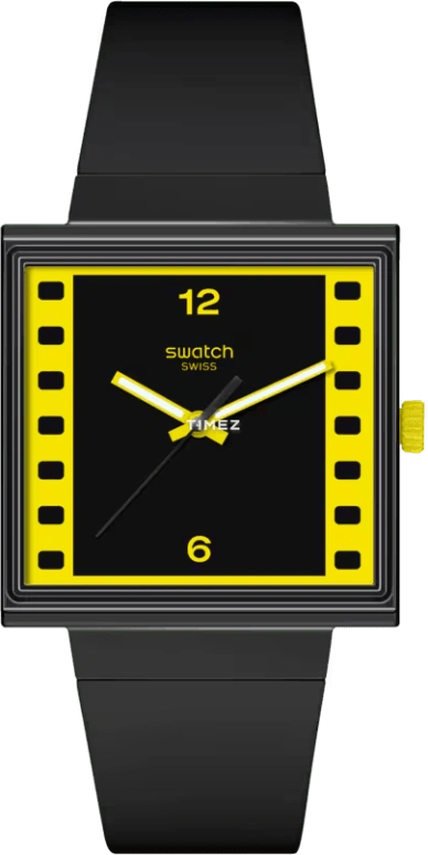Swatch,Originals 41.80mm,41.80mm,Bioceramic,Black,Quartz,Square,SO34Z100