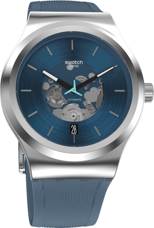 Swatch,IRONY 42mm,42mm,Stainless Steel,Blue,Open,YIS430