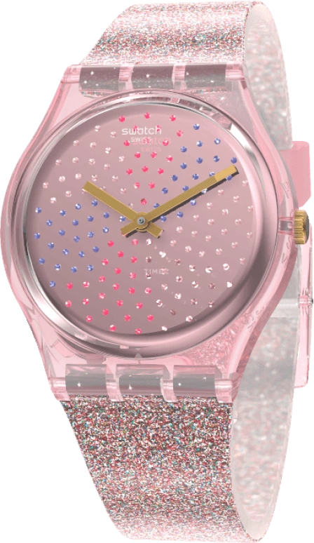 Swatch,Originals 34mm,34mm,Plastic,Pink,Sapphire,Crystal Glass,GP168