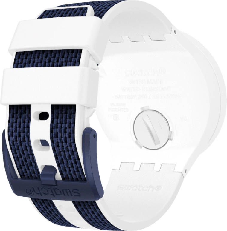 Swatch,THE BOLD 47mm,47mm,Plastic,White,Sapphire,Crystal Glass,Closed,SO27W102