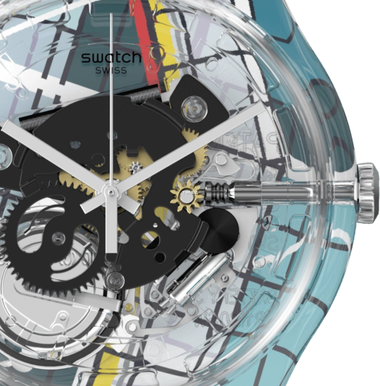 Swatch,Originals 41mm,41mm,Plastic,Transparent,Quartz,Tonneau,SUOK136,SUOK136-033