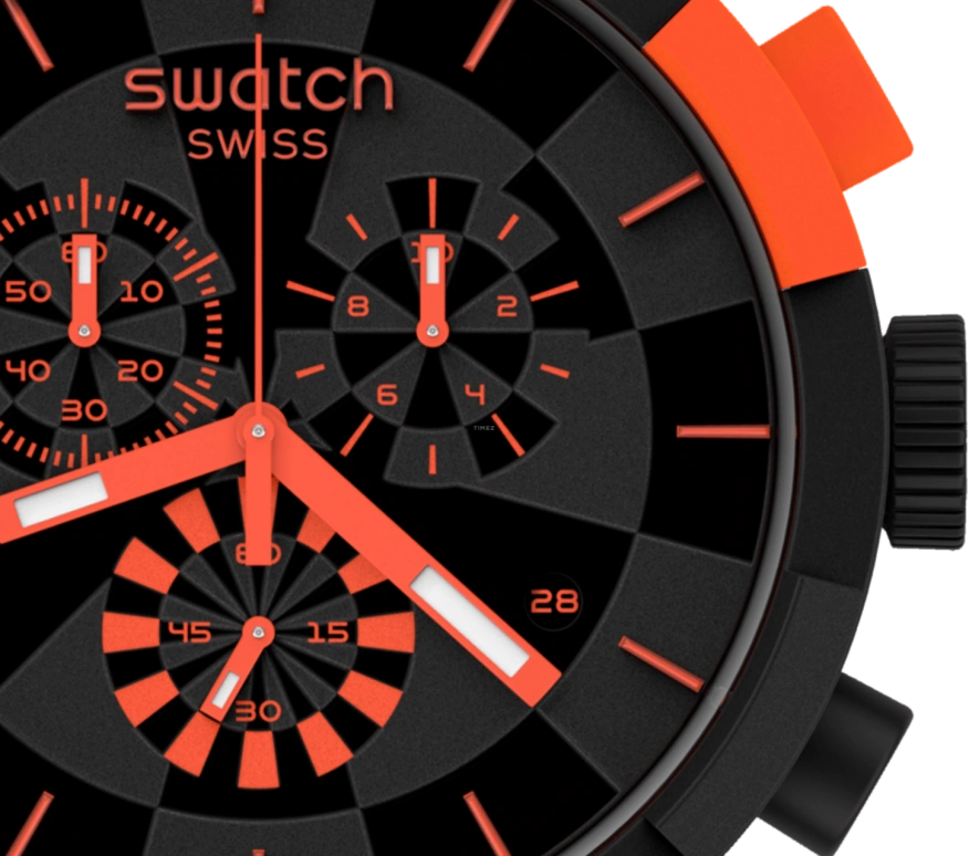 Swatch,THE BOLD 47mm,47mm,Plastic,Black,Sapphire,Crystal Glass,SB02B402