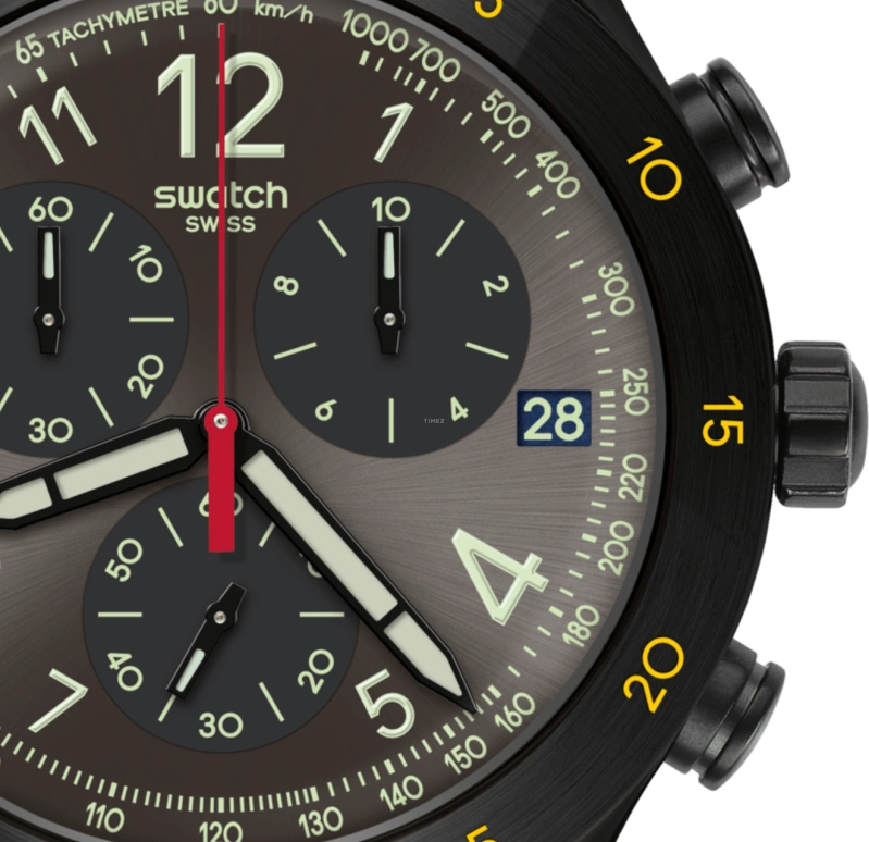 Swatch,IRONY 43x49mm,43x49mm,Black,YVB410