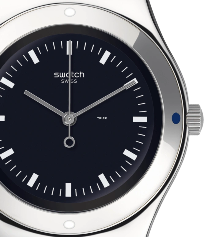 Swatch,IRONY 33mm,33mm,Stainless Steel,Blue,Quartz,Sapphire,Crystal Glass,Tonneau,YLS194