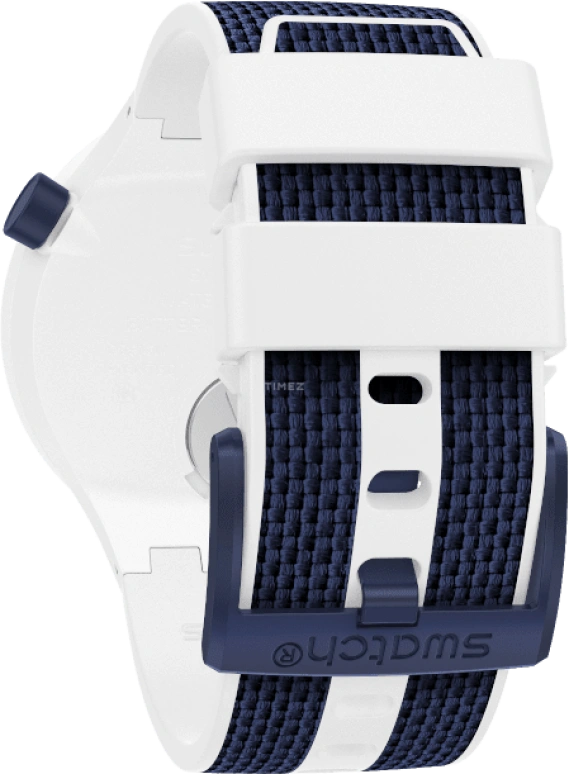 Swatch,THE BOLD 47mm,47mm,Plastic,White,Sapphire,Crystal Glass,Closed,SO27W102