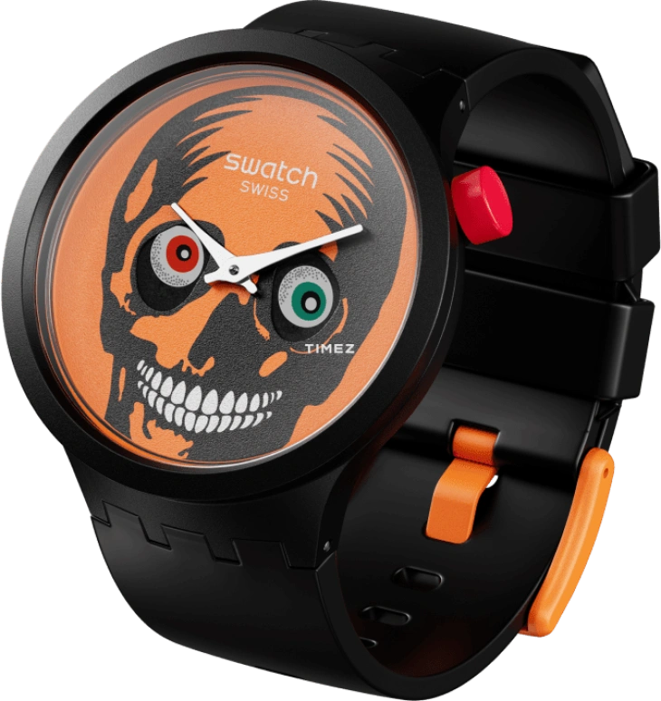 Swatch,Other 47mm,47mm,Bioceramic,Orange,Quartz,Sapphire,Crystal Glass,Round,SB03B700