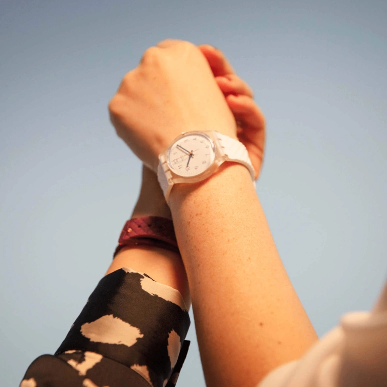 Swatch,Originals 34mm,34mm,Plastic,White,Quartz,Baton,GE286