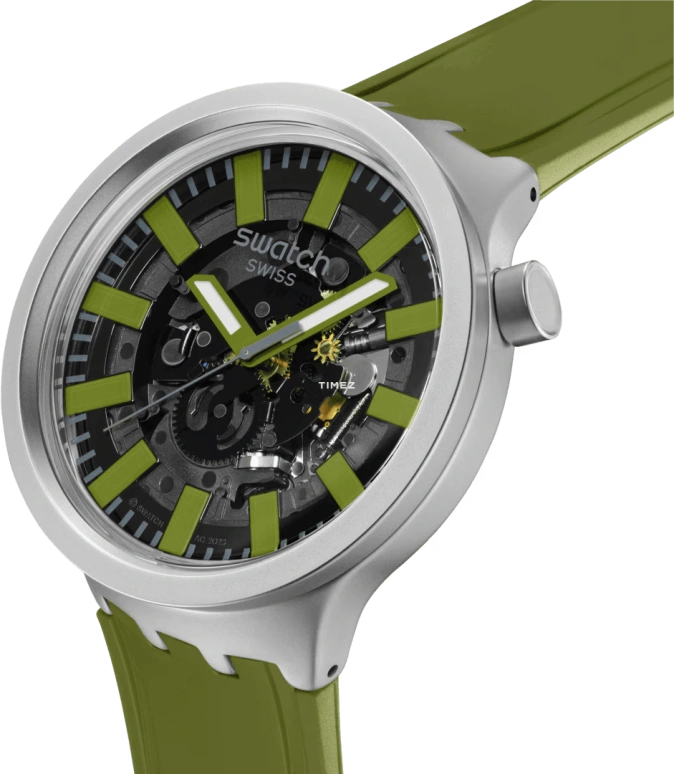 Swatch,THE BOLD 47mm,47mm,Stainless Steel,Transparent,Grey,Quartz,Round,Natural Steel,SB07S118