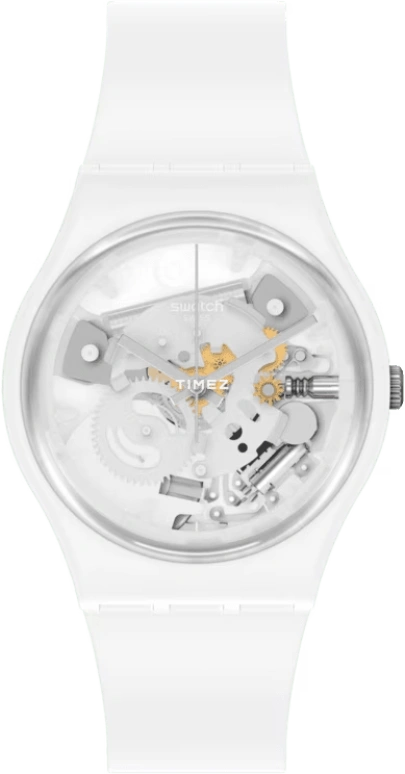 Swatch,Originals 34mm,34mm,Bioceramic,White,Quartz,Tonneau,SO31W102