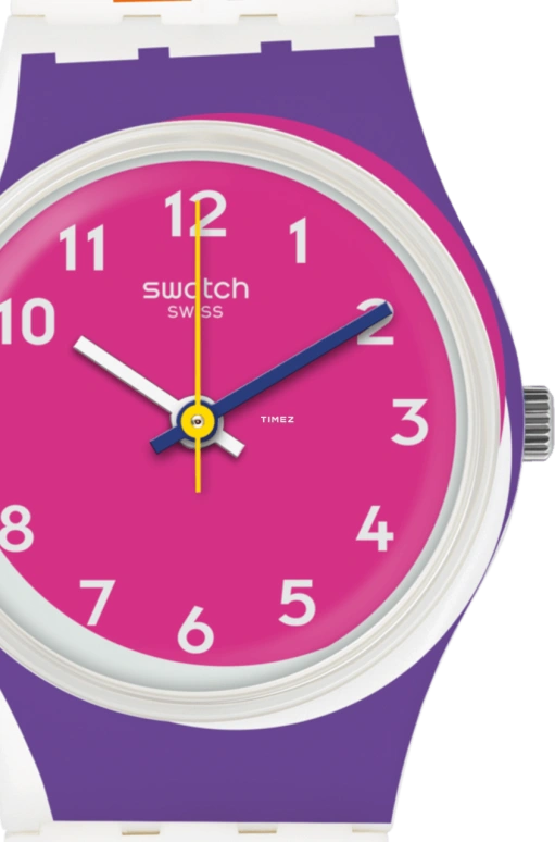 Swatch,Originals 25mm,25mm,Plastic,Pink Red,Quartz,Tonneau,Purple,LW165