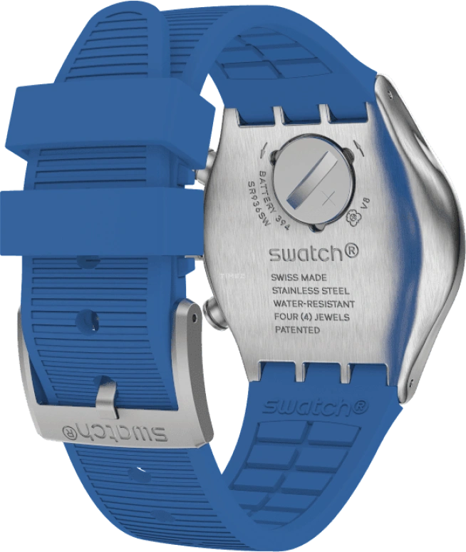 Swatch,IRONY 43mm,43mm,Stainless Steel,Black,Silver,Blue,Minutes,YVS485