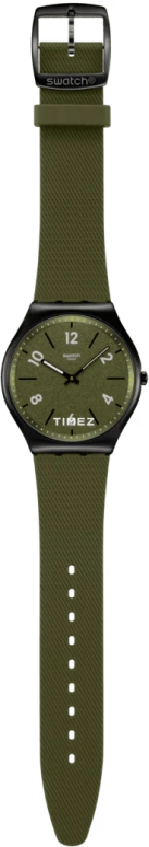 Swatch,SKIN 42mm,42mm,Stainless Steel,Dark Green,Quartz,Round,Black,SS07B115