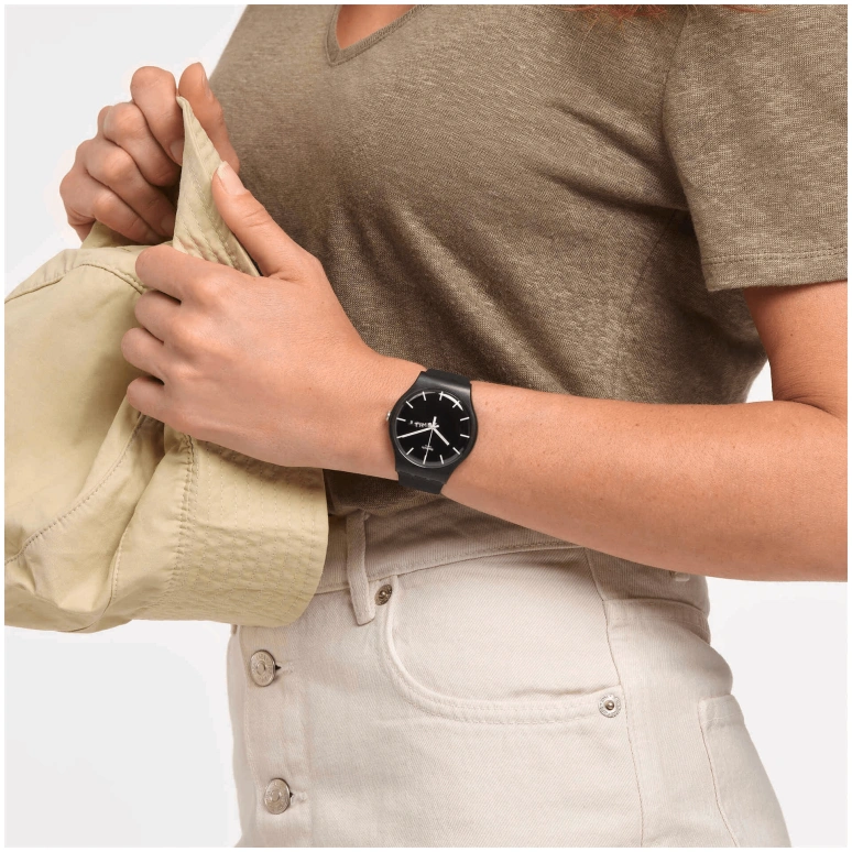 Swatch,Originals 41mm,41mm,Bio-sourced,Black,Quartz,Date,Day,SO29B704