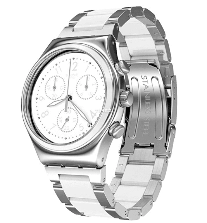 Swatch,IRONY 40mm,40mm,Stainless Steel,Silver White,Quartz,Chronograph,Day,YCS603G