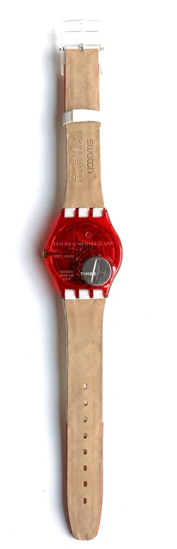 Swatch,Other 34mm,34mm,Plastic,White,Red,Quartz,Crystal Glass,Tonneau,GR124