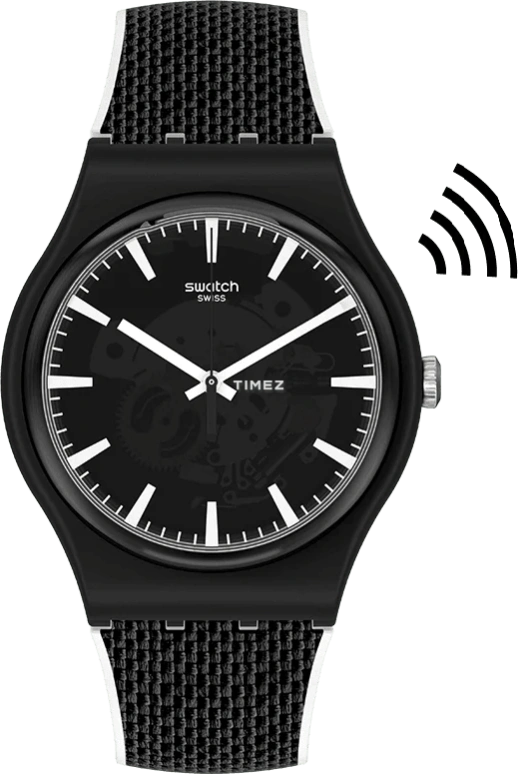Swatch,Originals 41mm,41mm,Plastic,Black,Automatic,Tonneau,SVIB107,SVIB107-5300