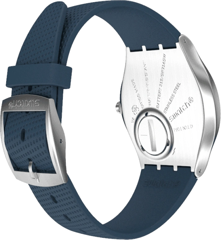 Swatch,SKIN 42mm,42mm,Stainless Steel,Blue,Quartz,Round,Silver,SS07S102