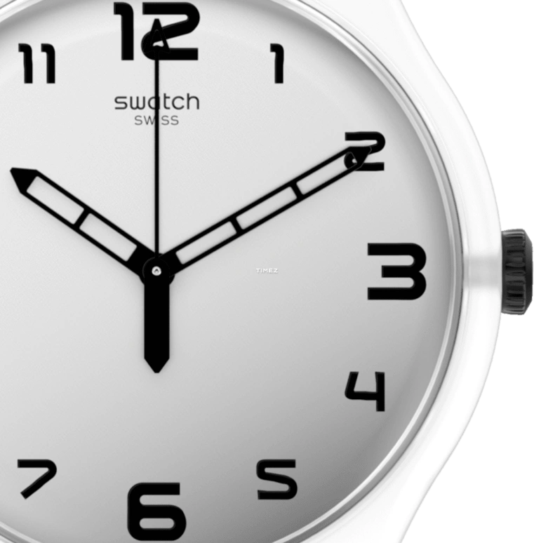 Swatch,Originals 41mm,41mm,Plastic,Grey,Quartz,Tonneau,White,SUOZ339