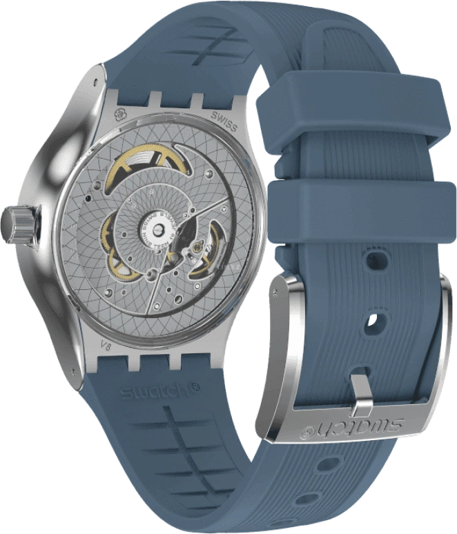 Swatch,IRONY 42mm,42mm,Stainless Steel,Blue,Open,YIS430
