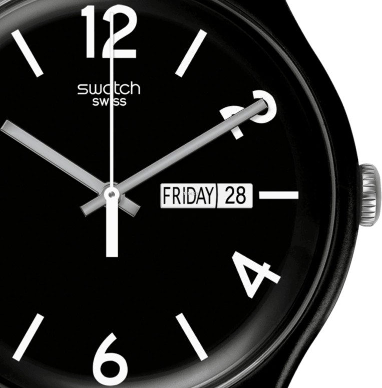 Swatch,Originals 41mm,41mm,Plastic,Black,Quartz,Date,Day,SUOB715F