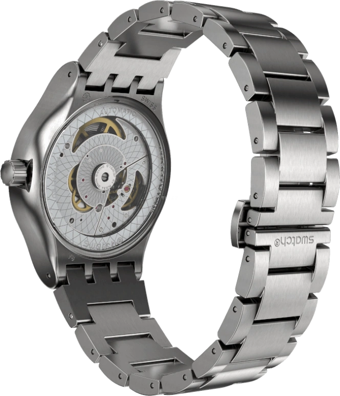 Swatch,IRONY 42mm,42mm,Stainless Steel,Black,Sapphire,Crystal Glass,Open,SY23S406G