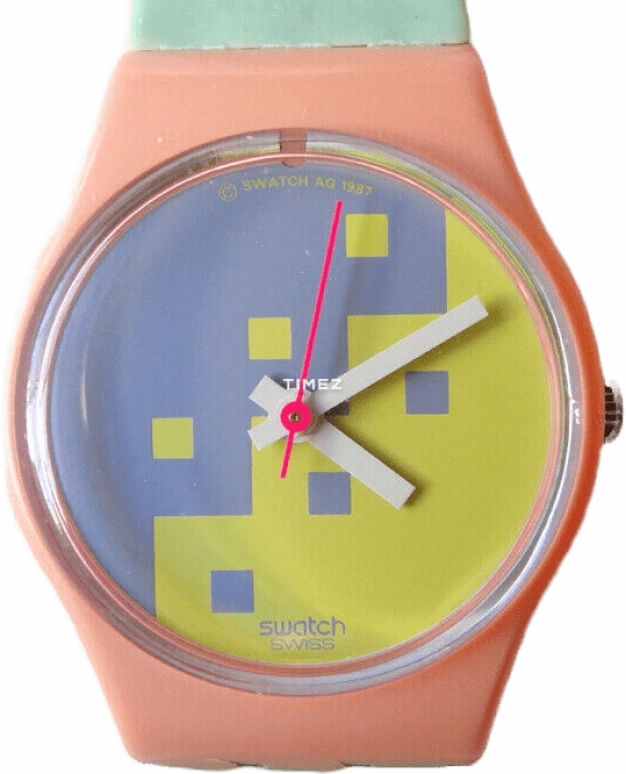 Swatch,Other 25mm,25mm,Plastic,Purple,Yellow,Quartz,Tonneau,Pink,LP103
