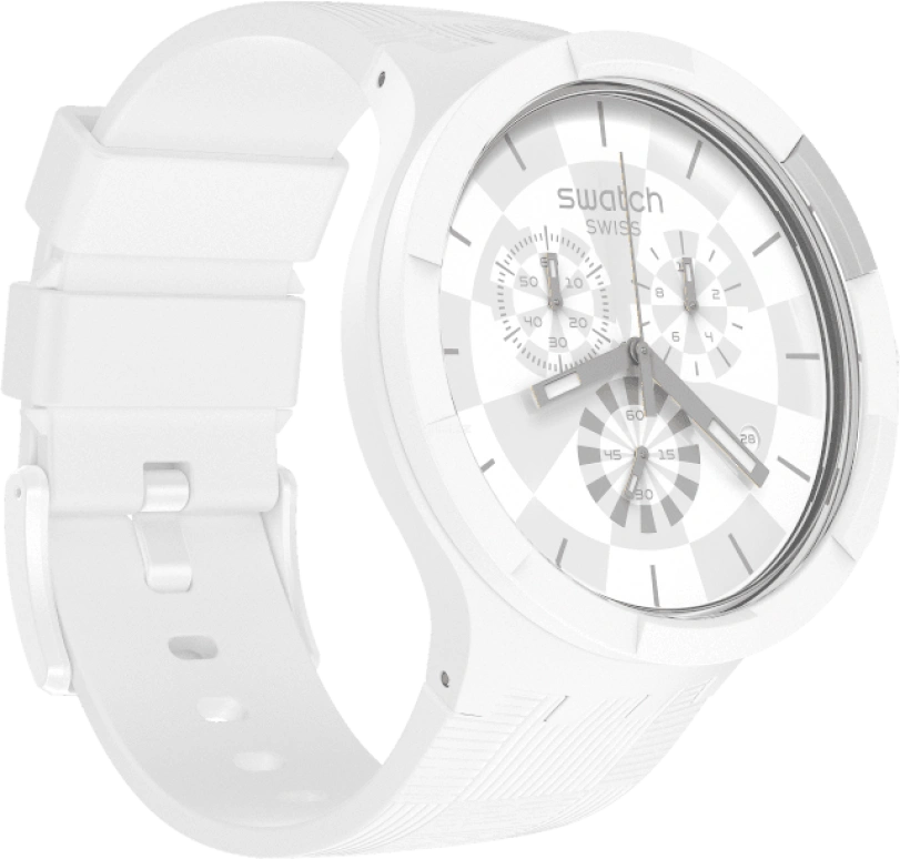 Swatch,THE BOLD 47mm,47mm,Plastic,White,Sapphire,Crystal Glass,SB02W400