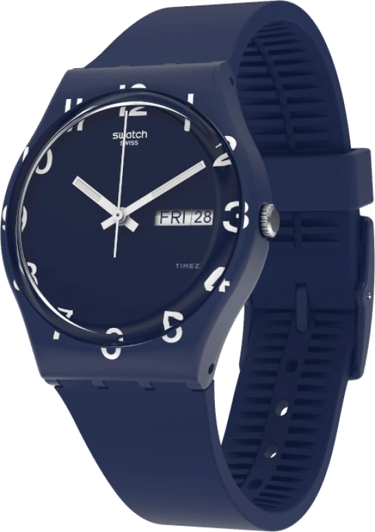 Swatch,Originals 39.20mm,39.20mm,Plastic,Blue,Sapphire,Crystal Glass,Closed,GN726
