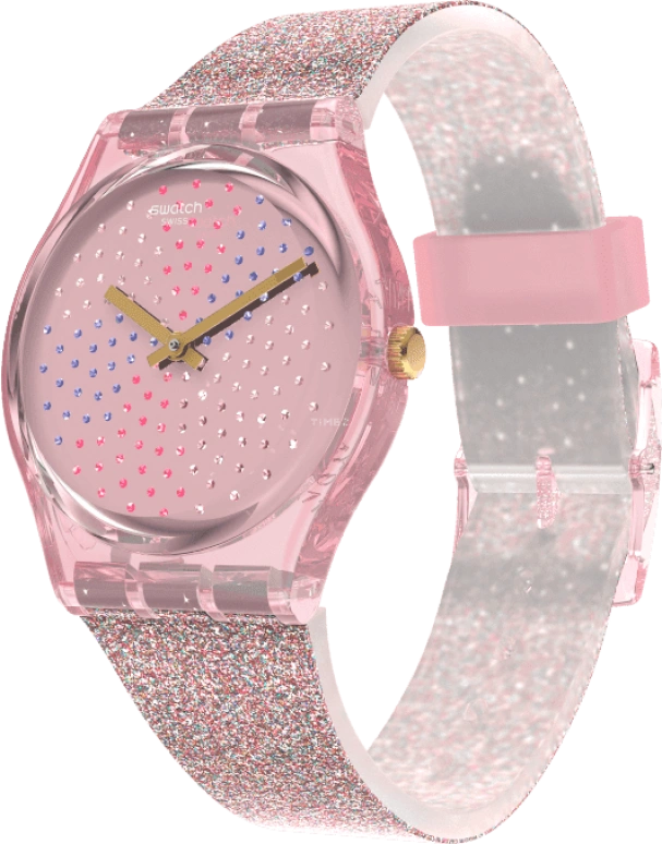 Swatch,Originals 34mm,34mm,Plastic,Pink,Sapphire,Crystal Glass,GP168