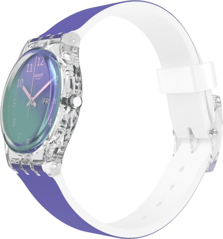 Swatch,Originals 34mm,34mm,Plastic,Purple,Green,Sapphire,Crystal Glass,GE718