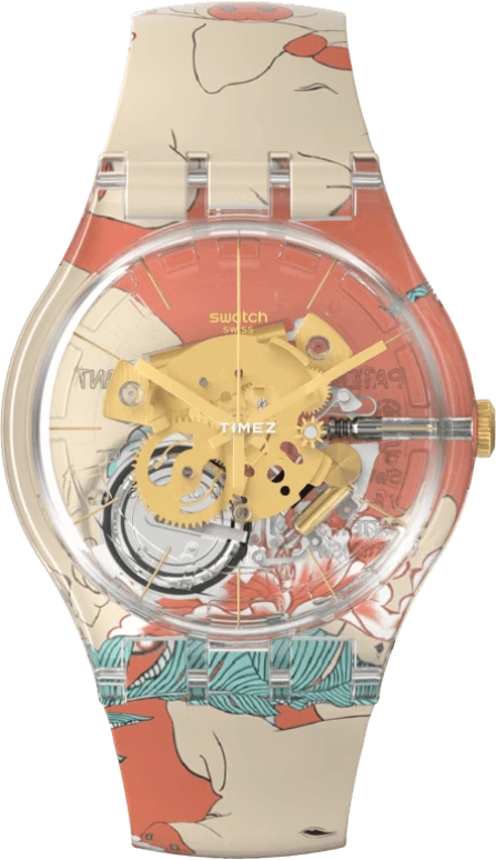 Swatch,Originals 41mm,41mm,Plastic,Transparent,Quartz,Round,SUOK147,SUOK147-035