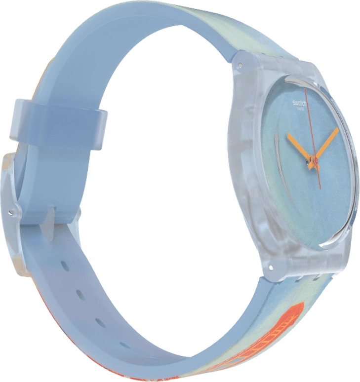Swatch,Originals 34mm,34mm,Plastic,Blue,Quartz,Sapphire,Crystal Glass,Round,GZ357