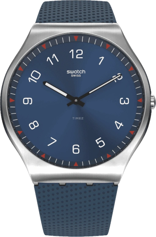Swatch,SKIN 42mm,42mm,Stainless Steel,Blue,Quartz,Round,Silver,SS07S102
