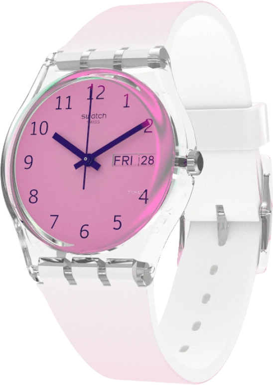 Swatch,Originals 34mm,34mm,Plastic,Pink,Sapphire,Crystal Glass,GE719