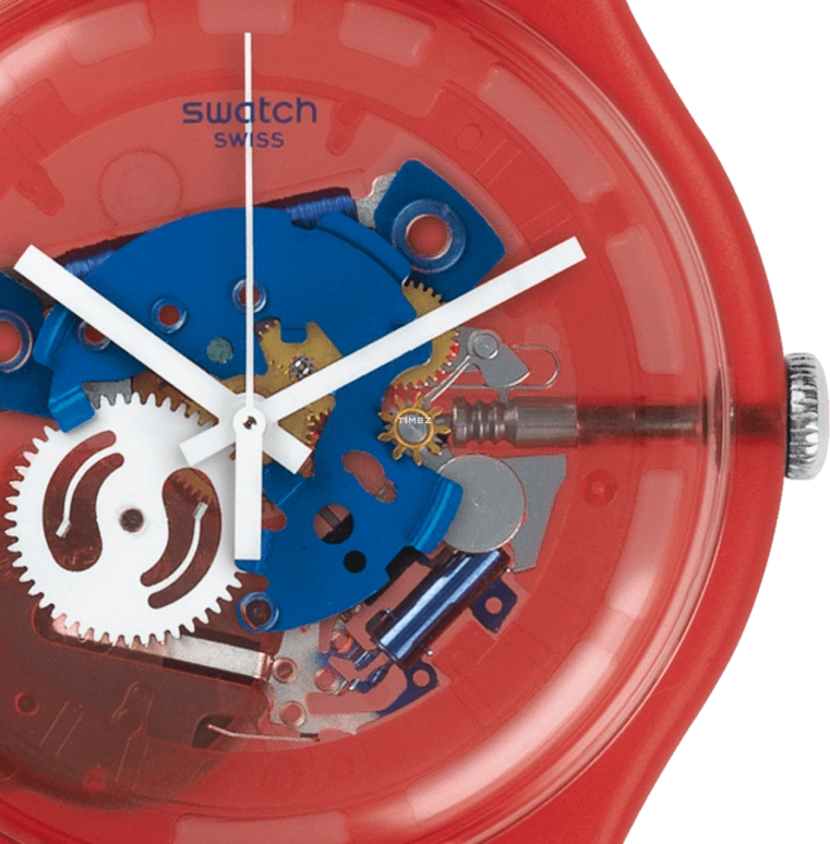 Swatch,Other 41mm,41mm,Plastic,Red,Quartz,Tonneau,SUOR102