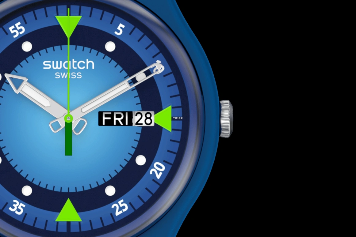Swatch,Other 41mm,41mm,Bio-sourced,Blue,Quartz,Date,Day,SO29N701