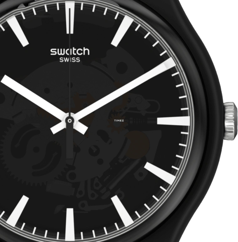 Swatch,Originals 41mm,41mm,Plastic,Black,Automatic,Tonneau,SVIB107,SVIB107-5300