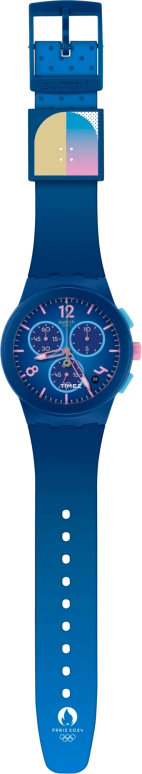 Swatch,Originals 42mm,42mm,Plastic,Blue,Quartz,Chronograph,Day,SUSN420