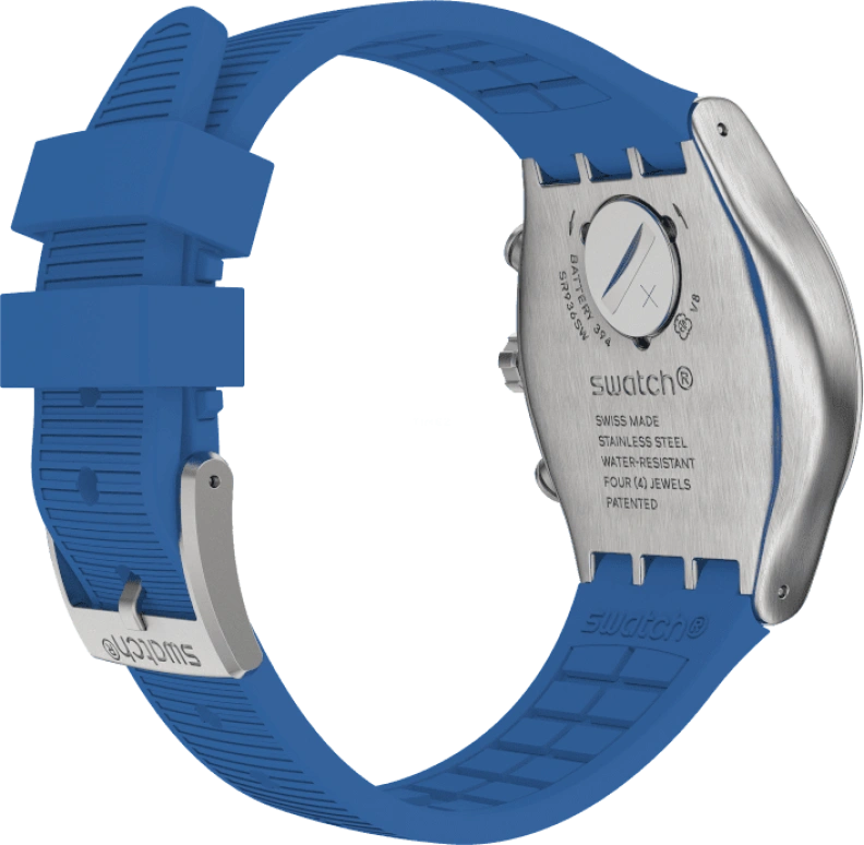 Swatch,IRONY 43mm,43mm,Stainless Steel,Black,Silver,Blue,Minutes,YVS485