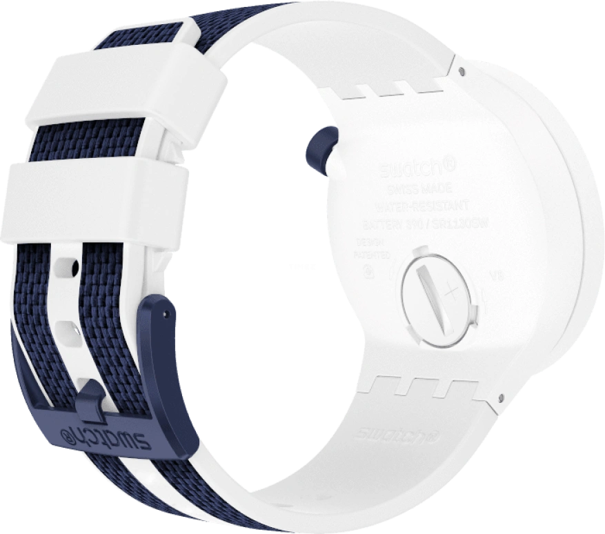 Swatch,THE BOLD 47mm,47mm,Plastic,White,Sapphire,Crystal Glass,Closed,SO27W102