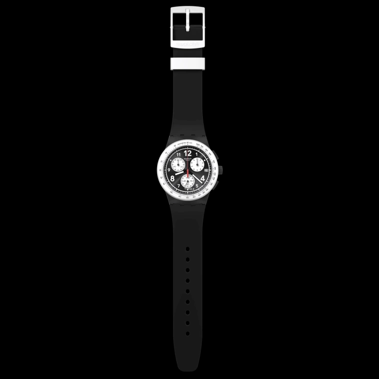 Swatch,Originals 42mm,42mm,Plastic,Black,Quartz,Chronograph,Day,SUSB420