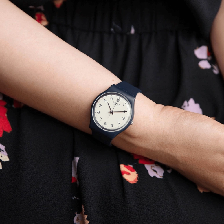 Swatch,Originals 34mm,34mm,Bioceramic,White,Quartz,Round,Blue,SO28N101
