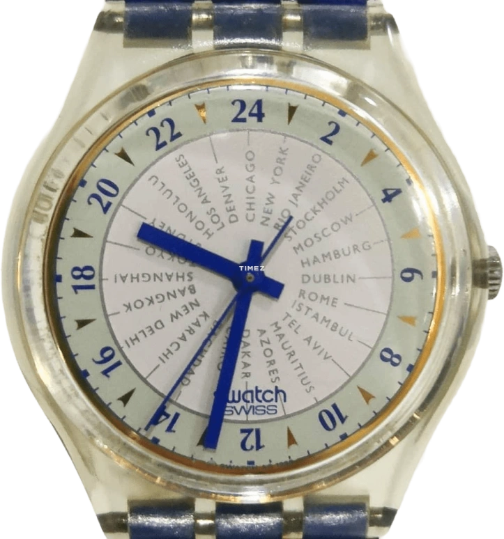 Swatch,Other 34mm,34mm,Plastic,White,Quartz,Sapphire,Crystal Glass,Tonneau,GG125
