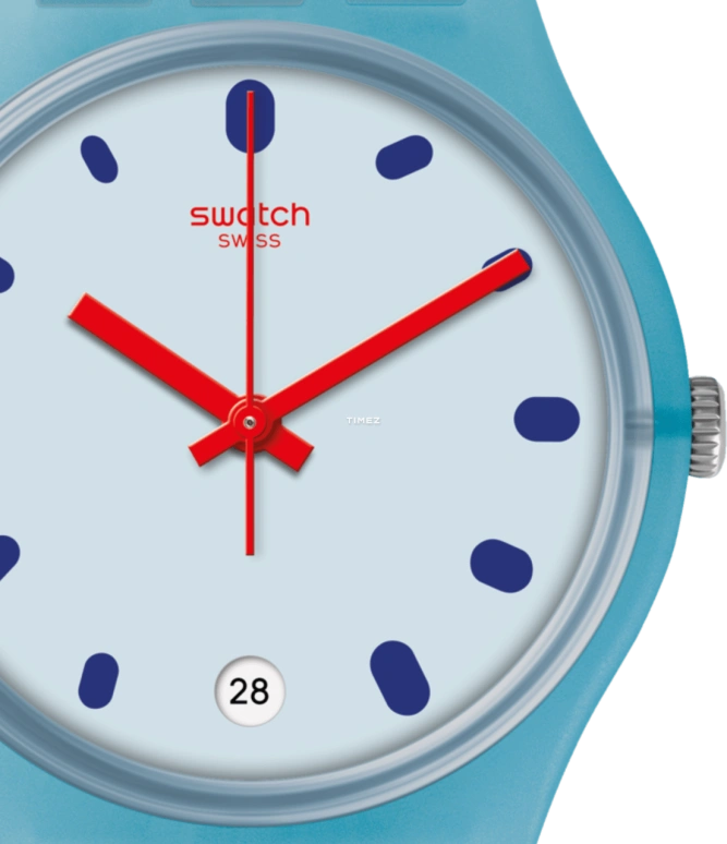 Swatch,Originals 34mm,34mm,Plastic,Blue,Quartz,Day,Sapphire,Crystal Glass,GS401